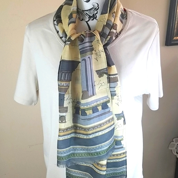 Liz Claiborne Accessories - Liz Claiborne/Yellow, gray and green scarf. 70" long.